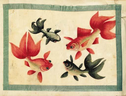 An Album Of Watercolours Of Fish On Pith Paper