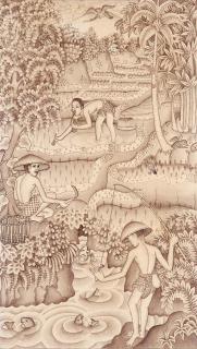 Anak Agung Gede Meregeg - An Angler and Planters in a Padi Field