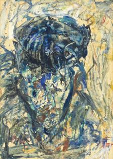 Anatoly Zverev - Blue portrait; and three other works