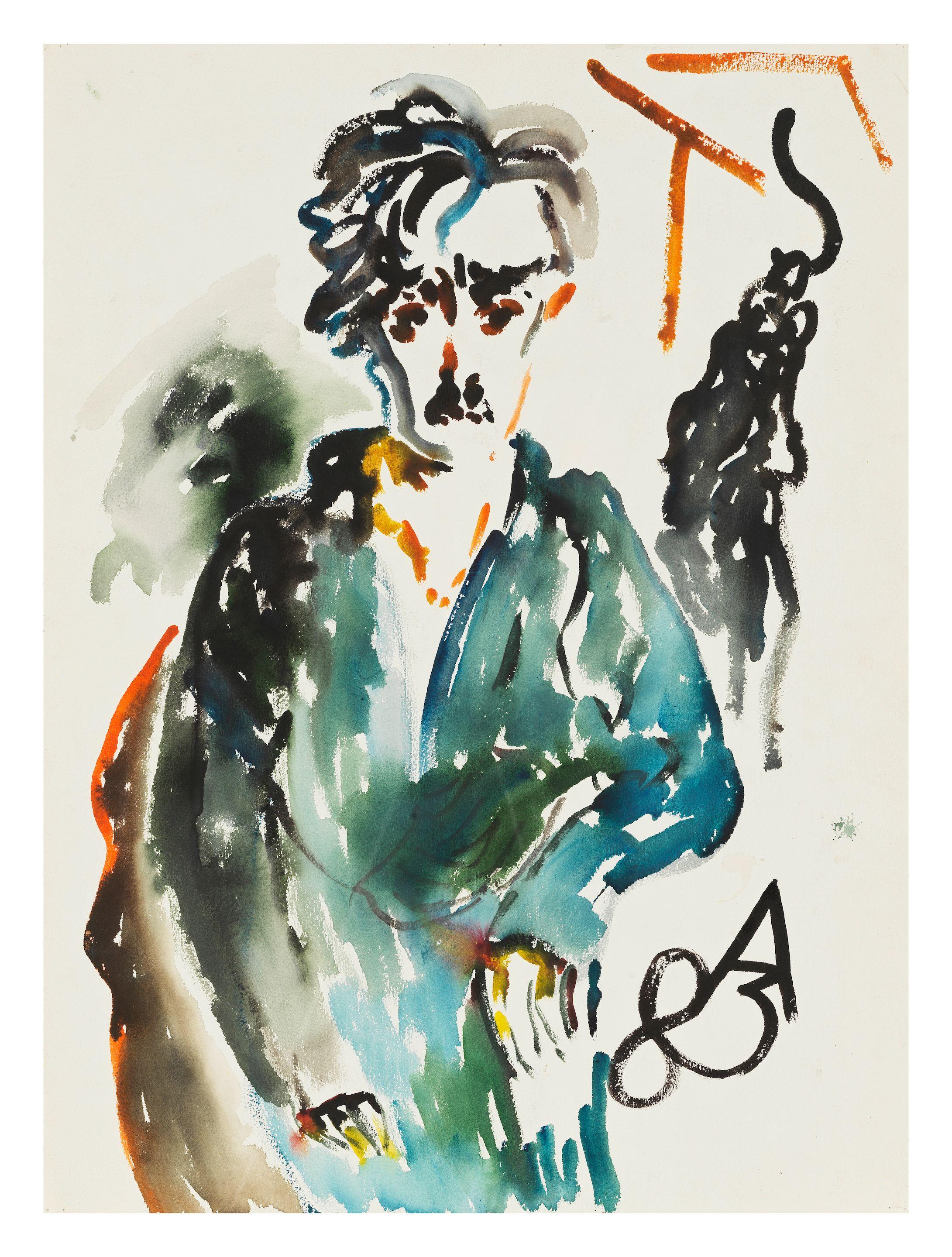 Anatoly Zverev - Portrait de Vladimir Nemukhin & Autoportrait: portrait à deux faces/ Portrait of Vladimir Nemukhin & Self-portrait: a double-sided portrait