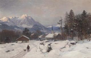 Anders Andersen-Lundby - A Hunter At A Mountain Settlement