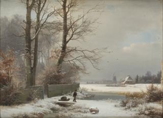 Anders Andersen-Lundby - Man med kälke i vinterlandskap
