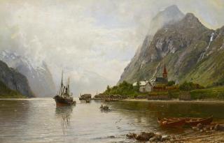 Anders Monsen Askevold - Krichdorf am Fjord.