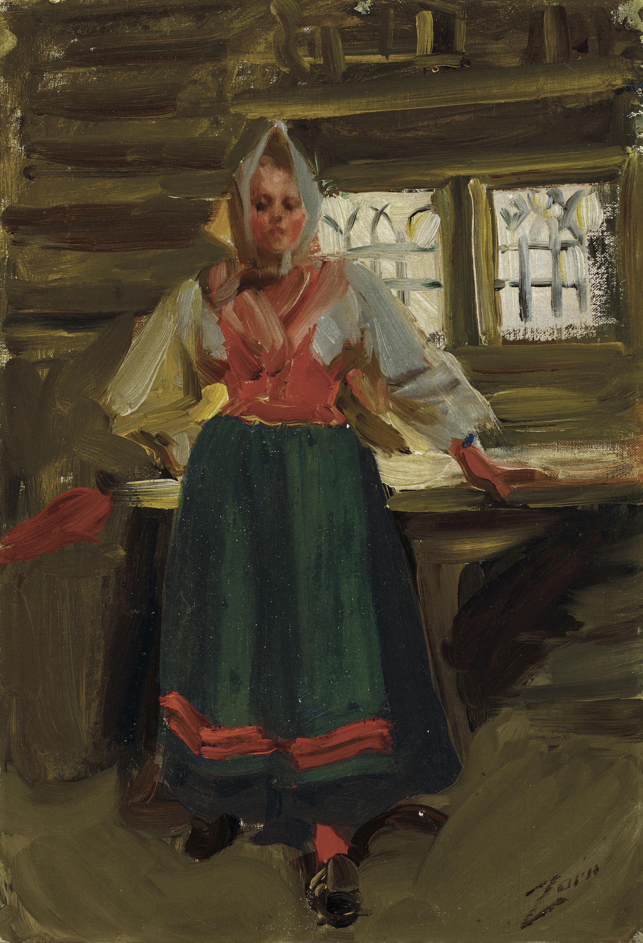 Anders Zorn - A Swedish Girl in Mora Folk Dress
