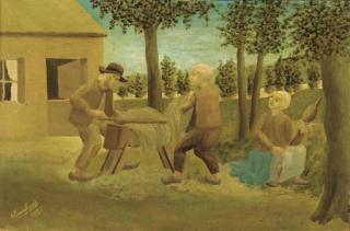 André Bauchant - Les cardeurs et la fileuse
