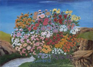 André Bauchant - Massif de Fleurs Près de La Rivière