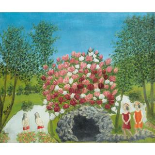 André Bauchant - Personnage Regardant Des Fleurs