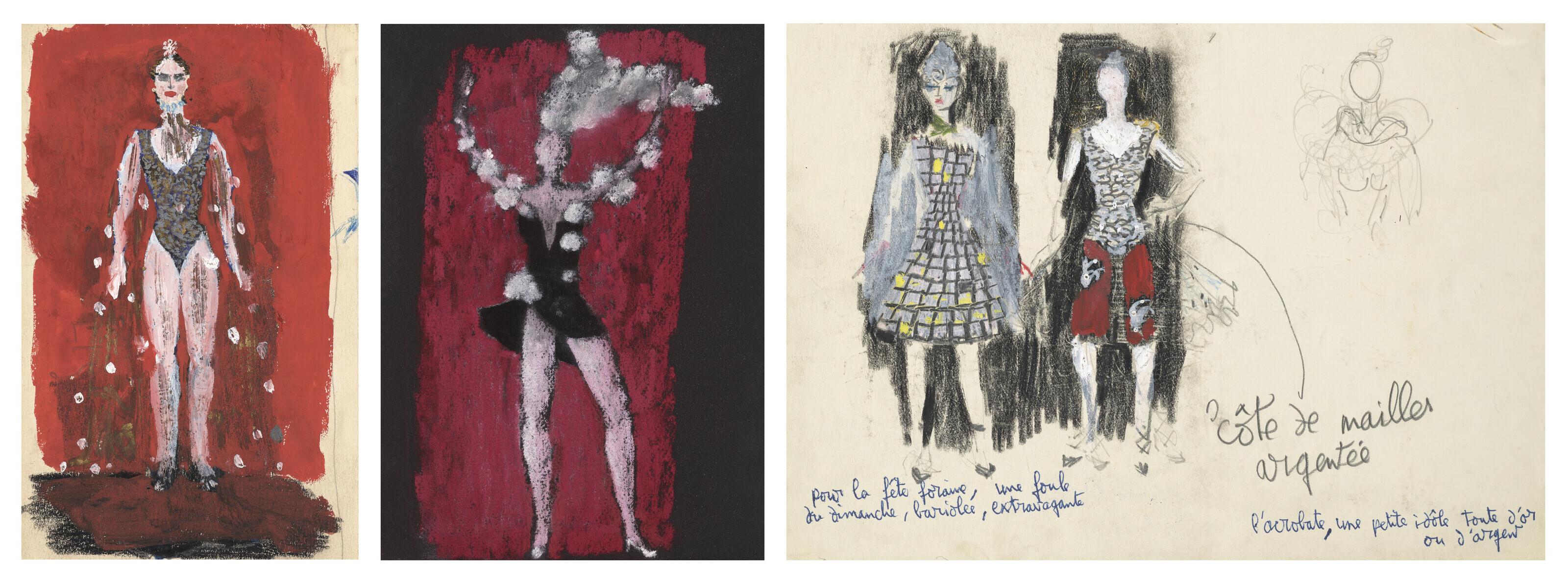 André Beaurepaire - Maquettes de costumes pour \'\'La belle endormie\'\' (1953)