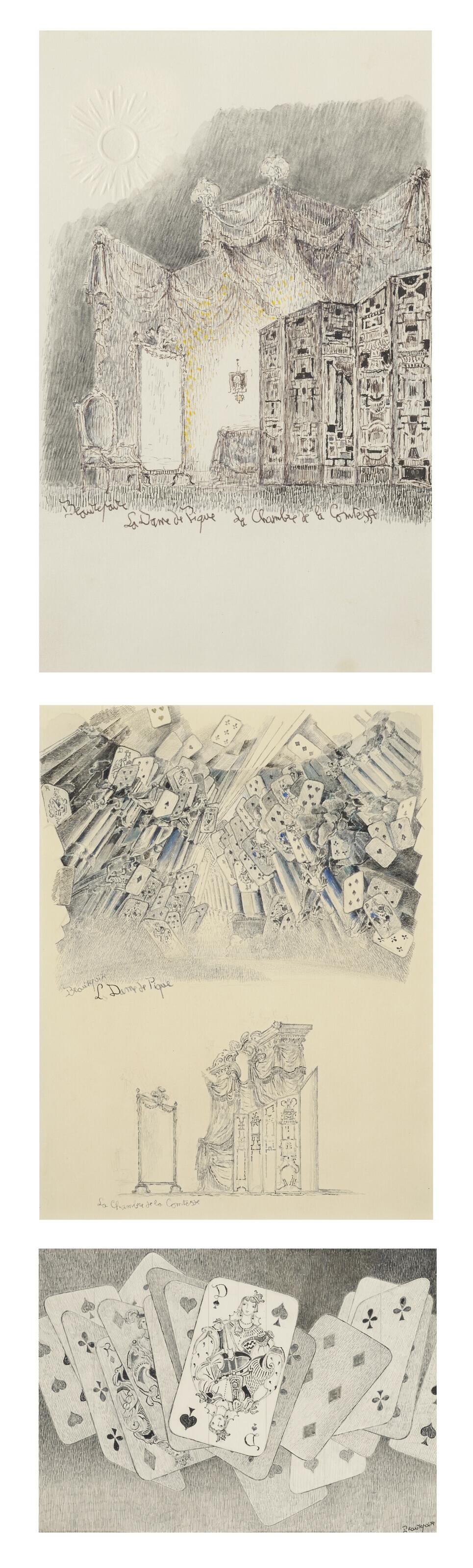 André Beaurepaire - Projets de décors pour \'\'La Dame de Pique - Chambre de la Comtesse\'\'