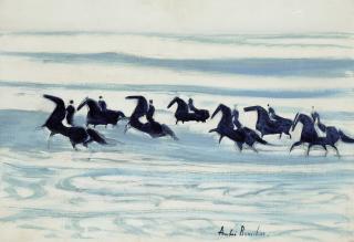 André Brasilier - Cavaliers bleus sur la plage