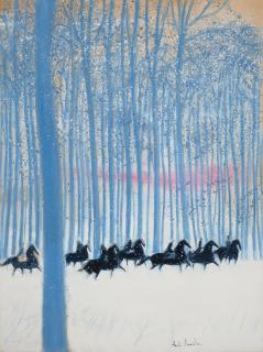 André Brasilier - Cavaliers en forêt bleue