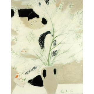 André Brasilier - Chantal Au Bouquet De Cerisiers