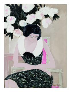 André Brasilier - Fleurs Et Femme