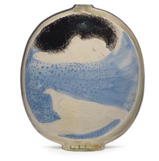 Andre Brasilier - \'La Colombe Et L\'Oiseau\' A Glazed Ceramic Vase, 1985