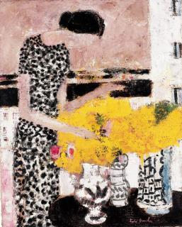 Andre Brasilier - La jeune femme au mimosa