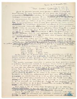 André Breton - Brouillon D’Une Lettre Autographe Signée À Gaston Gallimard
