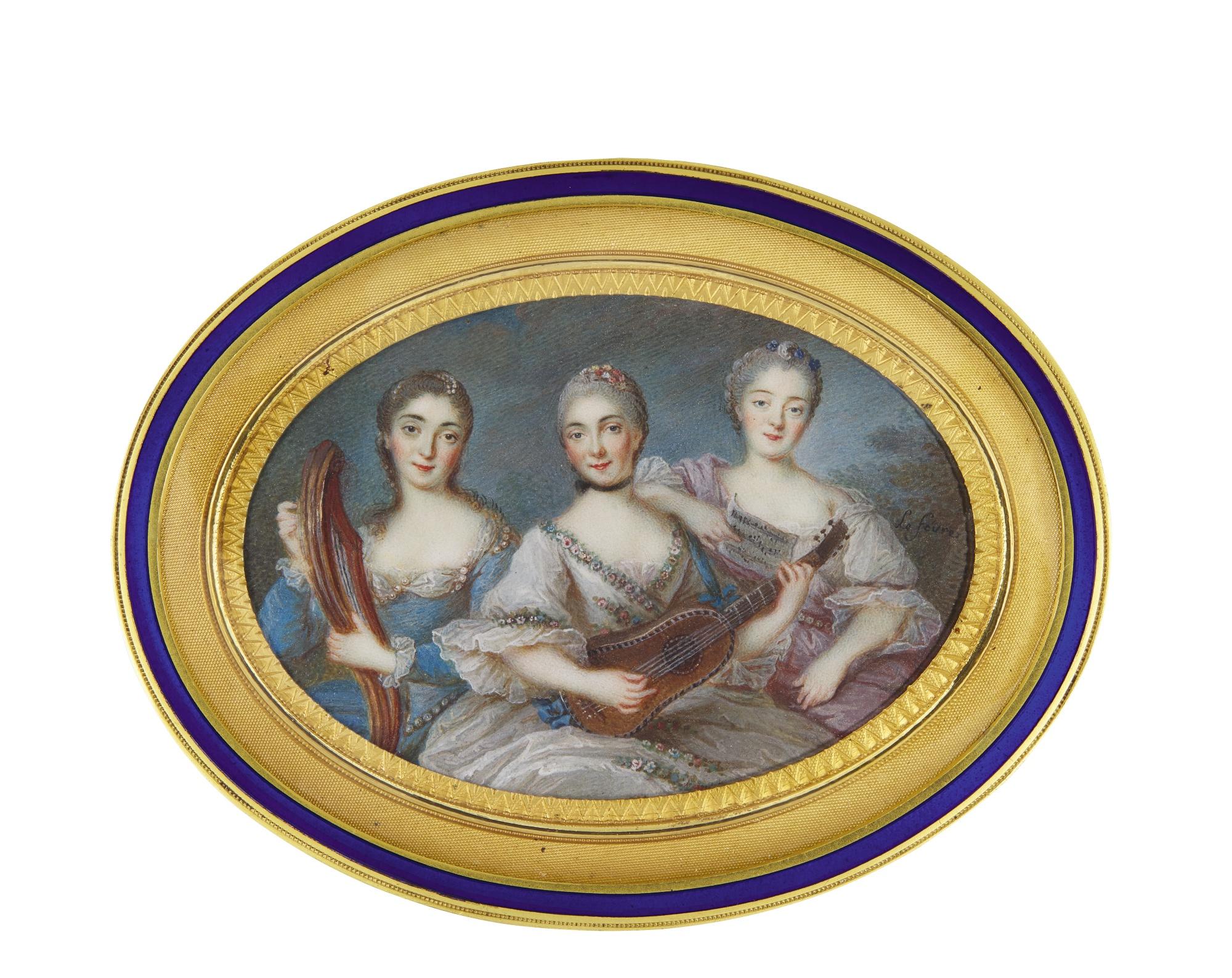 André-Claude-Martin Lefèvre D\'Orgeval - Portrait Of Three Ladies Making Music, Circa 1760