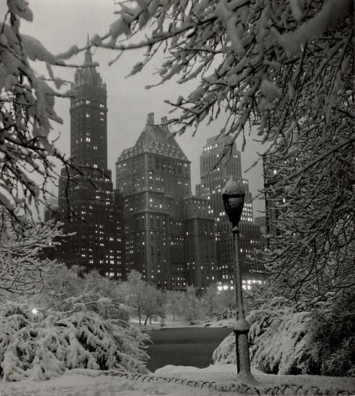 André de Dienes - Central Park South (After a Snowfall), New York City, c. 1948; Constitutional, 1947