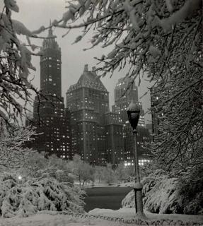 André de Dienes - Central Park South (After a Snowfall), New York City, c. 1948; Constitutional, 1947