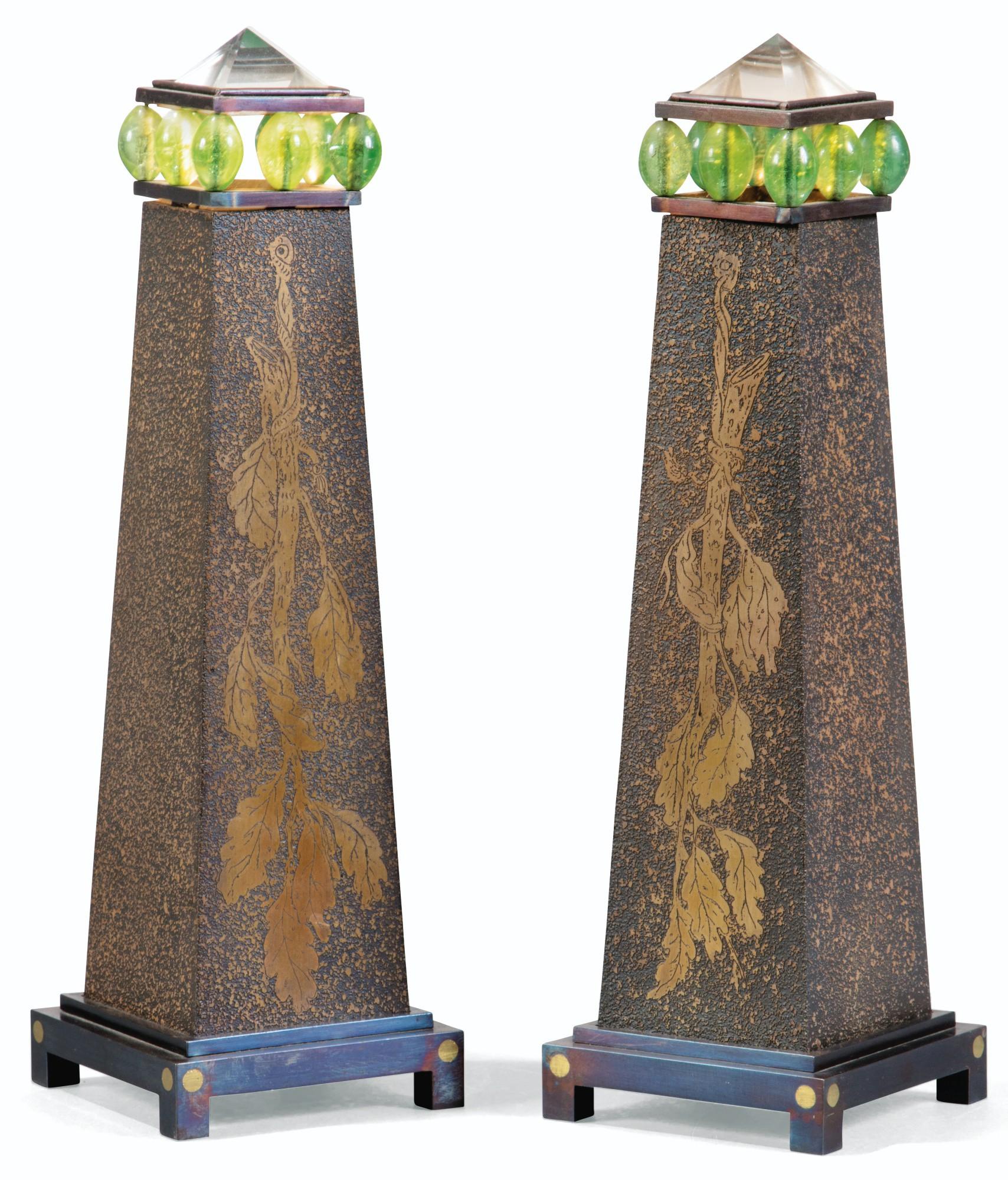 André Dubreuil - Pair Of Obelisk Lamps, Circa 1993