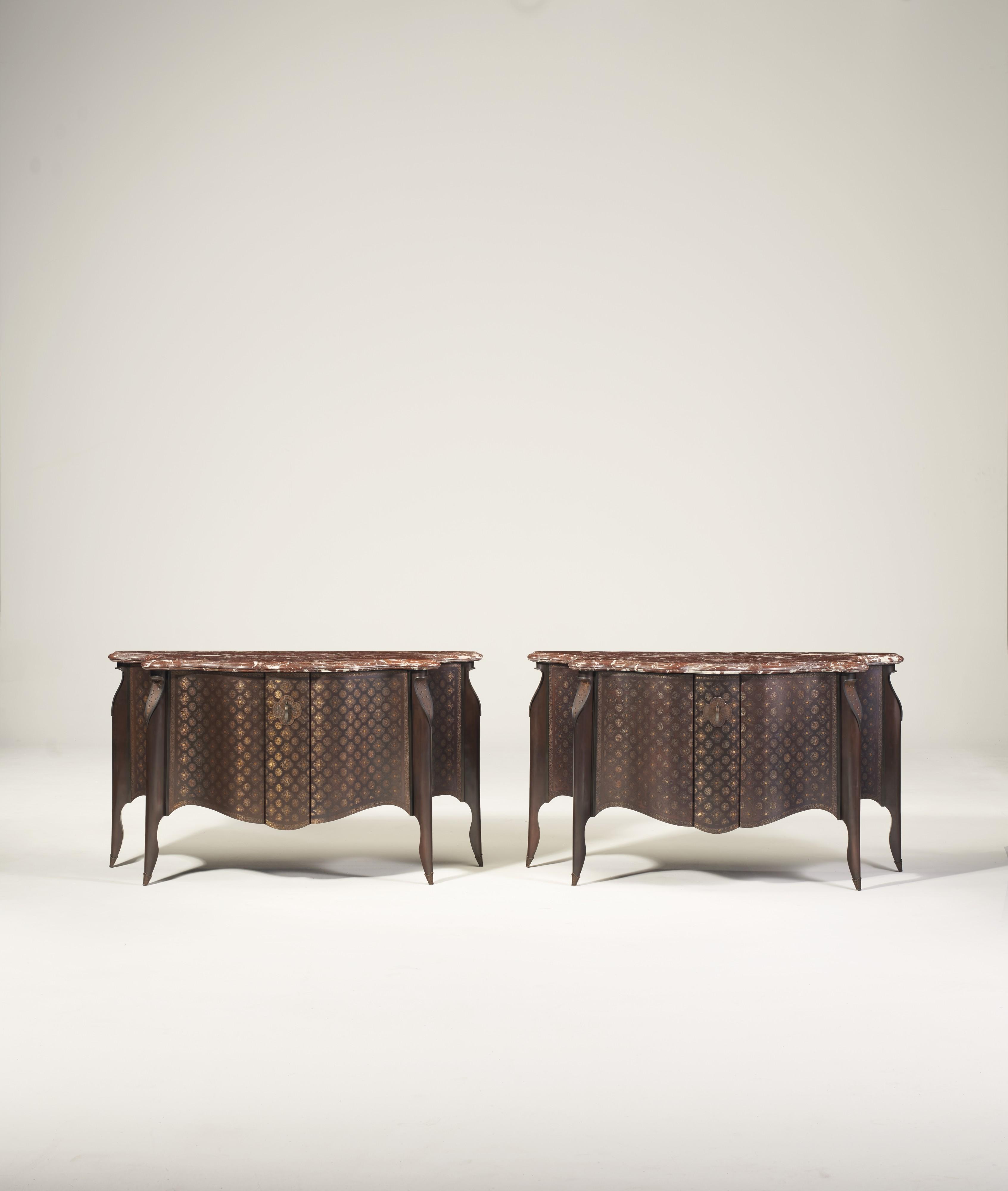 André Dubreuil - Unique Pair Of Commodes, Circa 2001