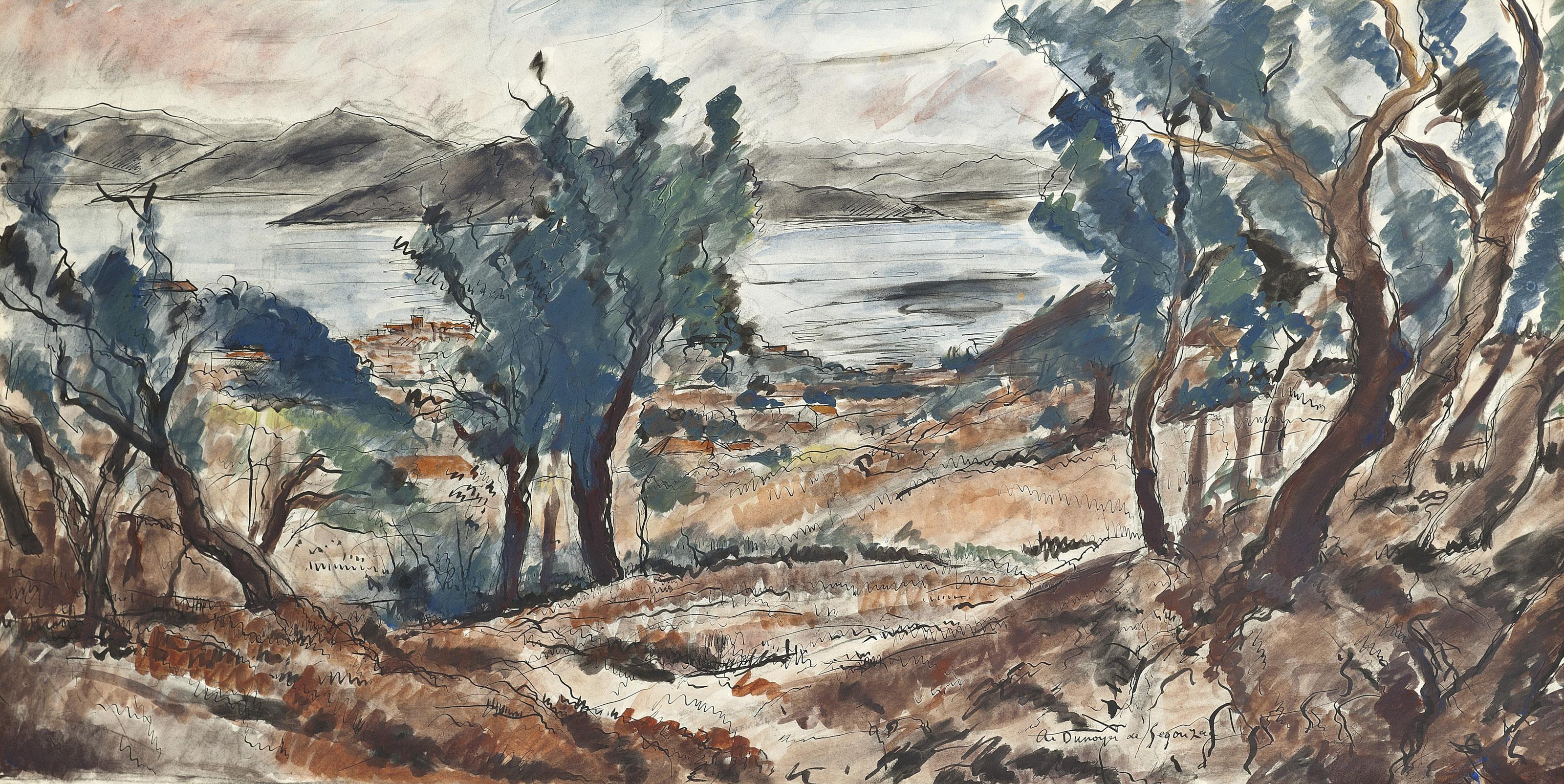 André Dunoyer De Segonzac - Le golfe et la ville de Saint Tropez vus de la chapelle Sainte Anne