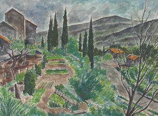 André Dunoyer De Segonzac - Les cyprès de Grimaud (Provence)