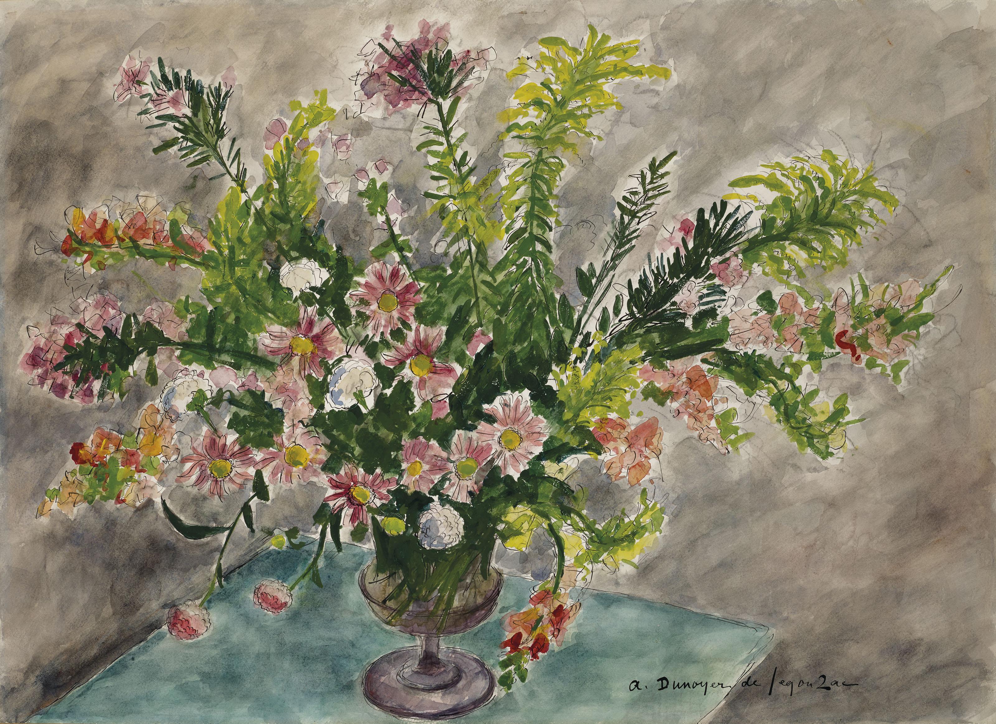 André Dunoyer De Segonzac - Les Fleurs roses