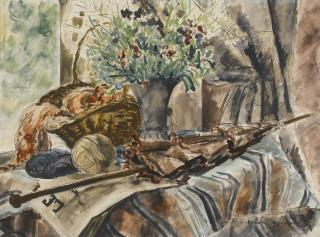 André Dunoyer de Segonzac - Nature Morte À L\'Ombrelle Et Aux Pelotes De Laine