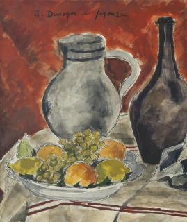 André Dunoyer De Segonzac - Nature morte au pichet et à la coupe de fruits