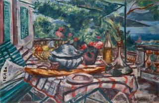 André Dunoyer de Segonzac - Table sur la terrasse à Saint Tropez