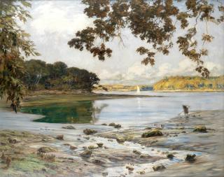 André Eugène Dauchez - Whelk digger in tidal estuary