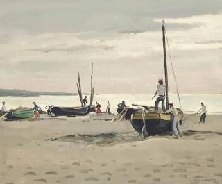 André Eugène Louis Chochon - Bateaux de pêche sur la plage
