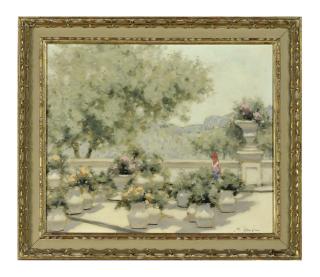 André Gisson - A girl on a lush terrace