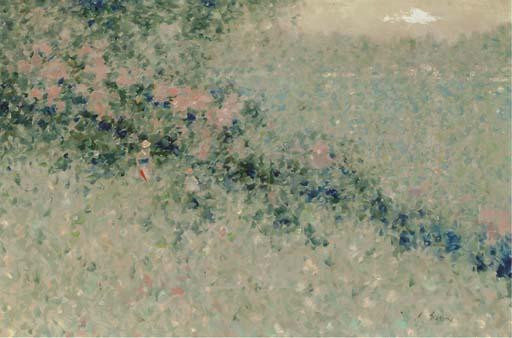 André Gisson - Femme et enfant dans la jardin