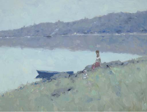 André Gisson - Mother and child by the lake