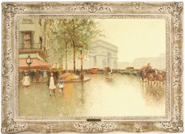 André Gisson - Rainy day in Paris near the Arc de Triomphe