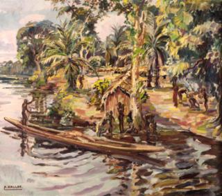 André Hallet - Boat on a river