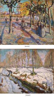 André Hallet - La Place D\'Arles (Recto); A Forest In Winter (Verso)
