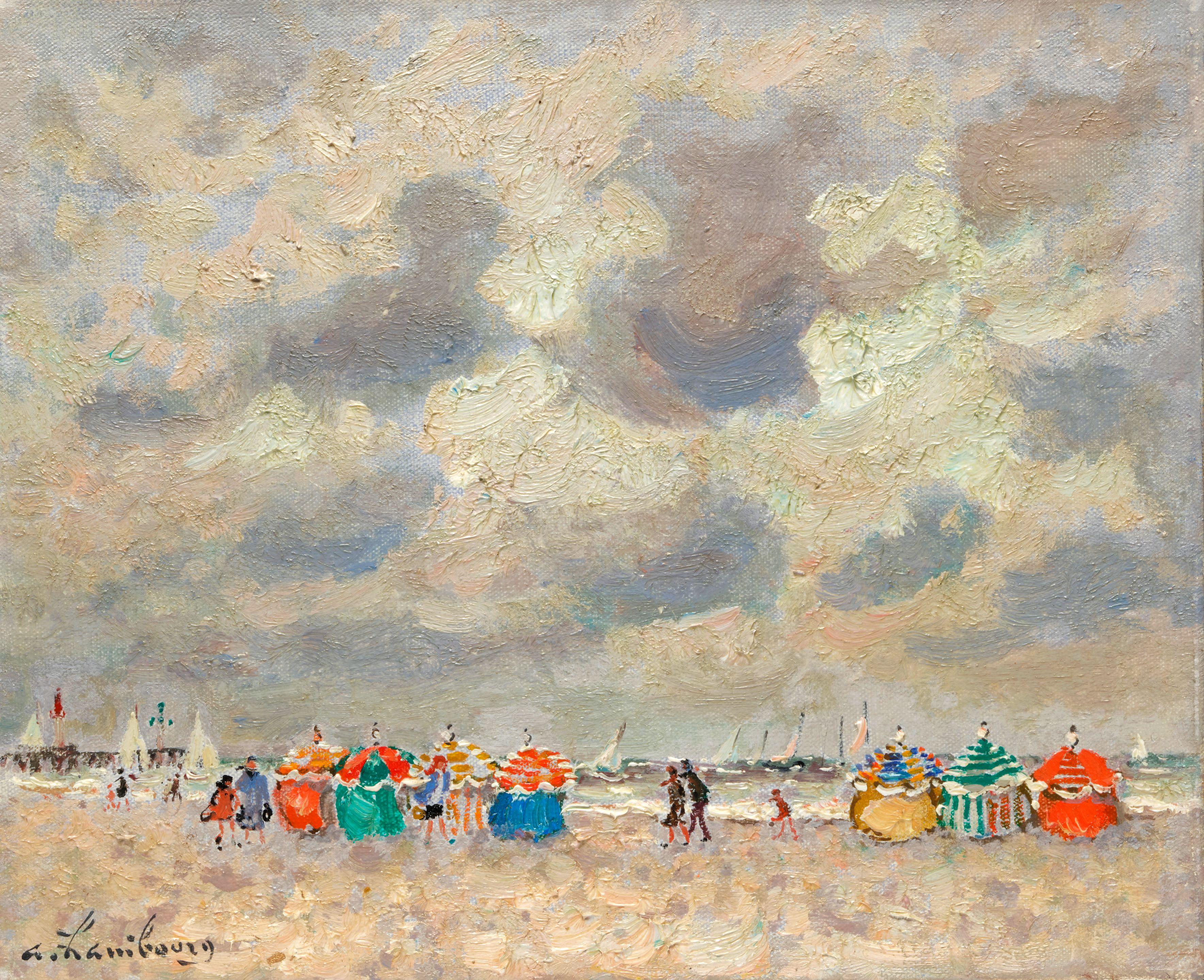 André Hambourg - A Trouville marée haute temps couvert