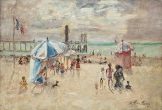 André Hambourg - Contre-jour sur la plage, Trouville