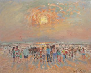 André Hambourg - Les petits chevaux sur la plage, par beau temps (à Trouville)