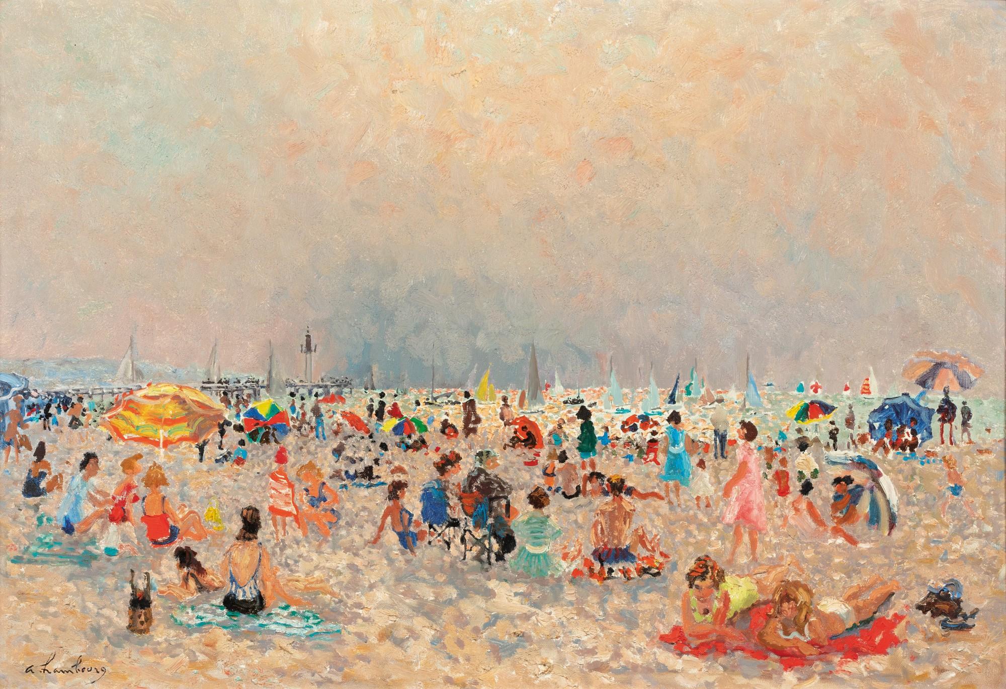 André Hambourg - Scène de plage de Trouville