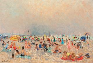 André Hambourg - Scène de plage de Trouville