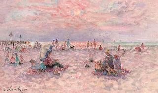 André Hambourg - Sur la plage l\'après-midi, Trouville