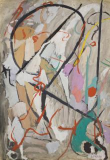 Andre Lanskoy - Composition abstraite sur fond gris