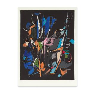 André Lanskoy - Composition abstraite sur fond noir, circa 1960
