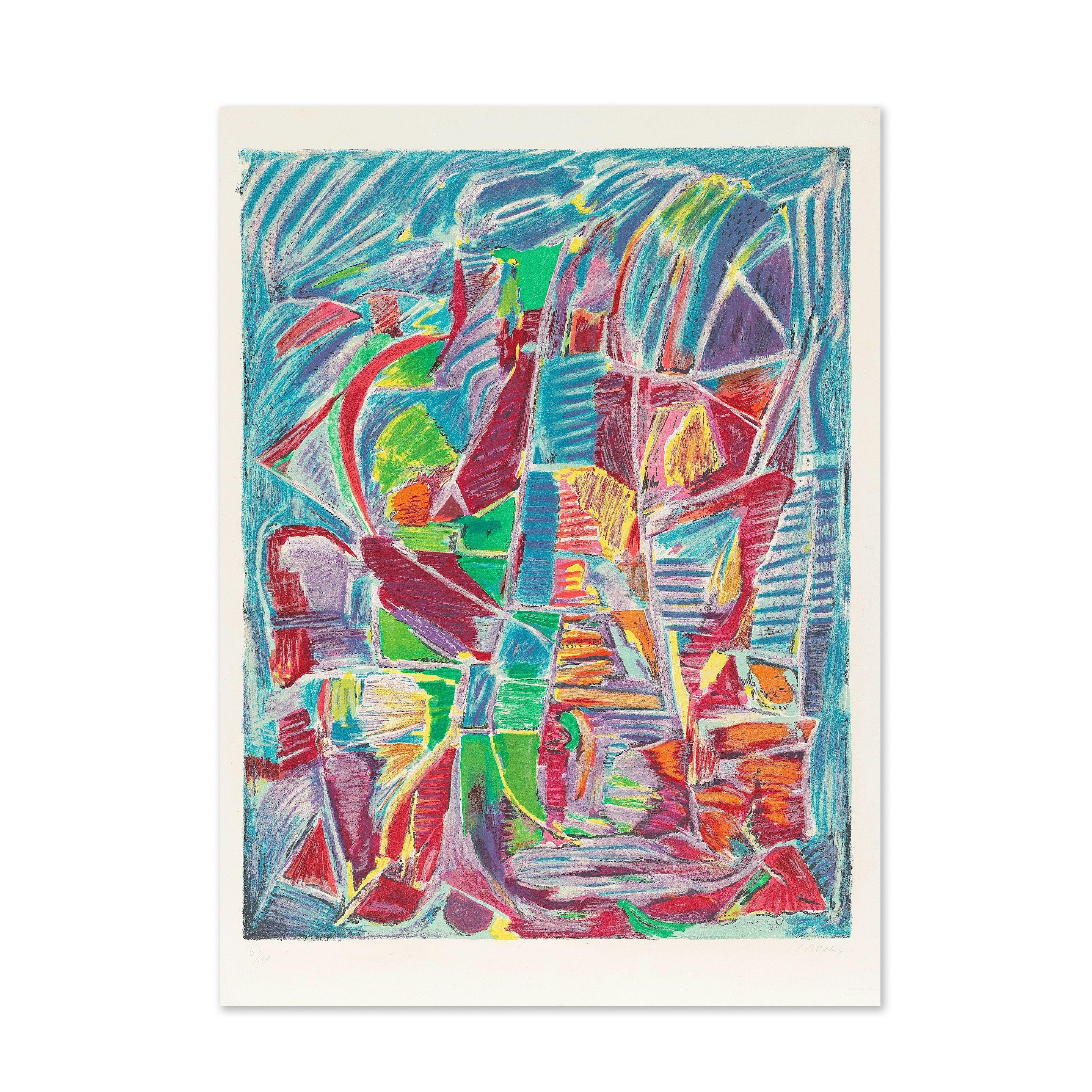 André Lanskoy - Composition sur fond bleu, circa 1965