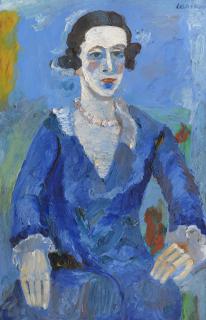 André Lanskoy - Portrait d\'une dame en robe bleue