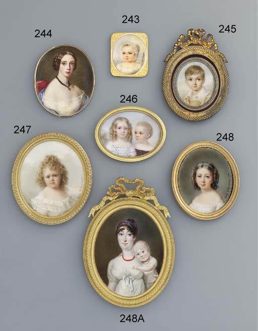 André-Léon Larue - A Young Boy Called Jules, In Cream Coat, White Shirt With Embroidered Collar, Short Brown Hair; Sky Background